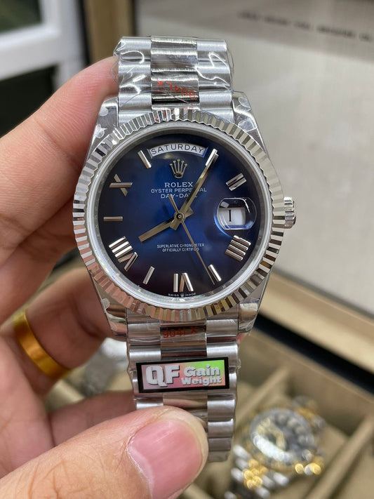 Rolex presenta el nuevo Day-Date de 40 mm con esfera azul 2024 QF Factory 1:1 Best Edition 