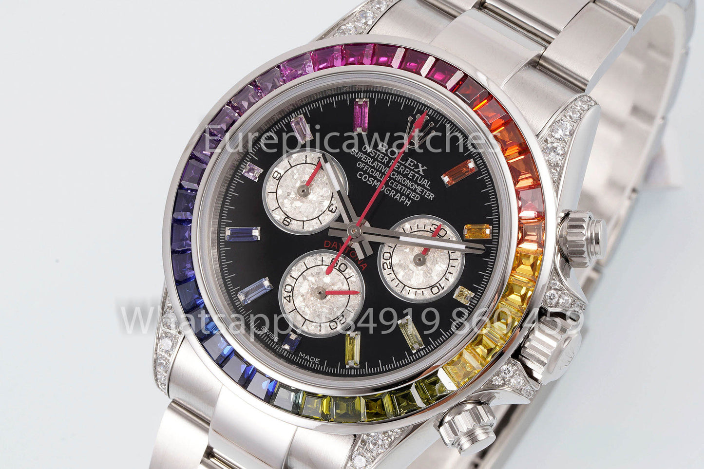 Rolex Daytona Rainbow Diamond Dial Black Dial 40mm 1:1 Best Clone EF Factory SS