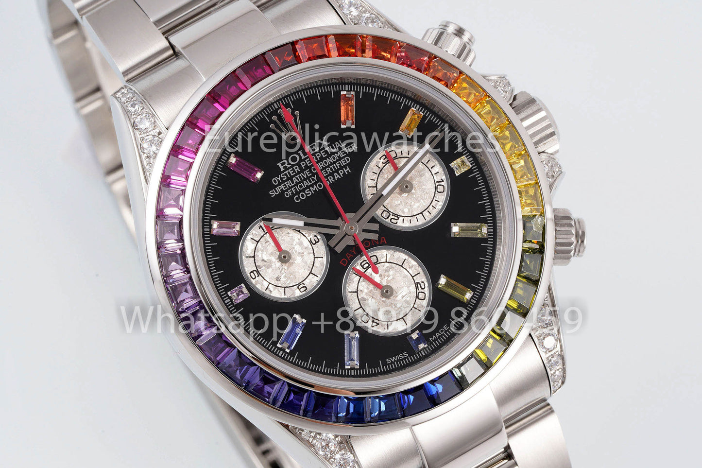 Rolex Daytona Rainbow Diamond Dial Black Dial 40mm 1:1 Best Clone EF Factory SS