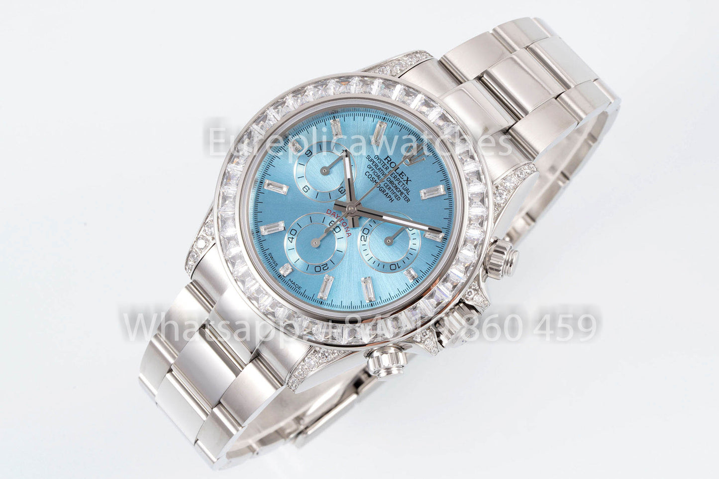 Rolex Daytona Rainbow Ice Blue Dial 40mm 1:1 Best Clone EF Factory Rubber Strap SS