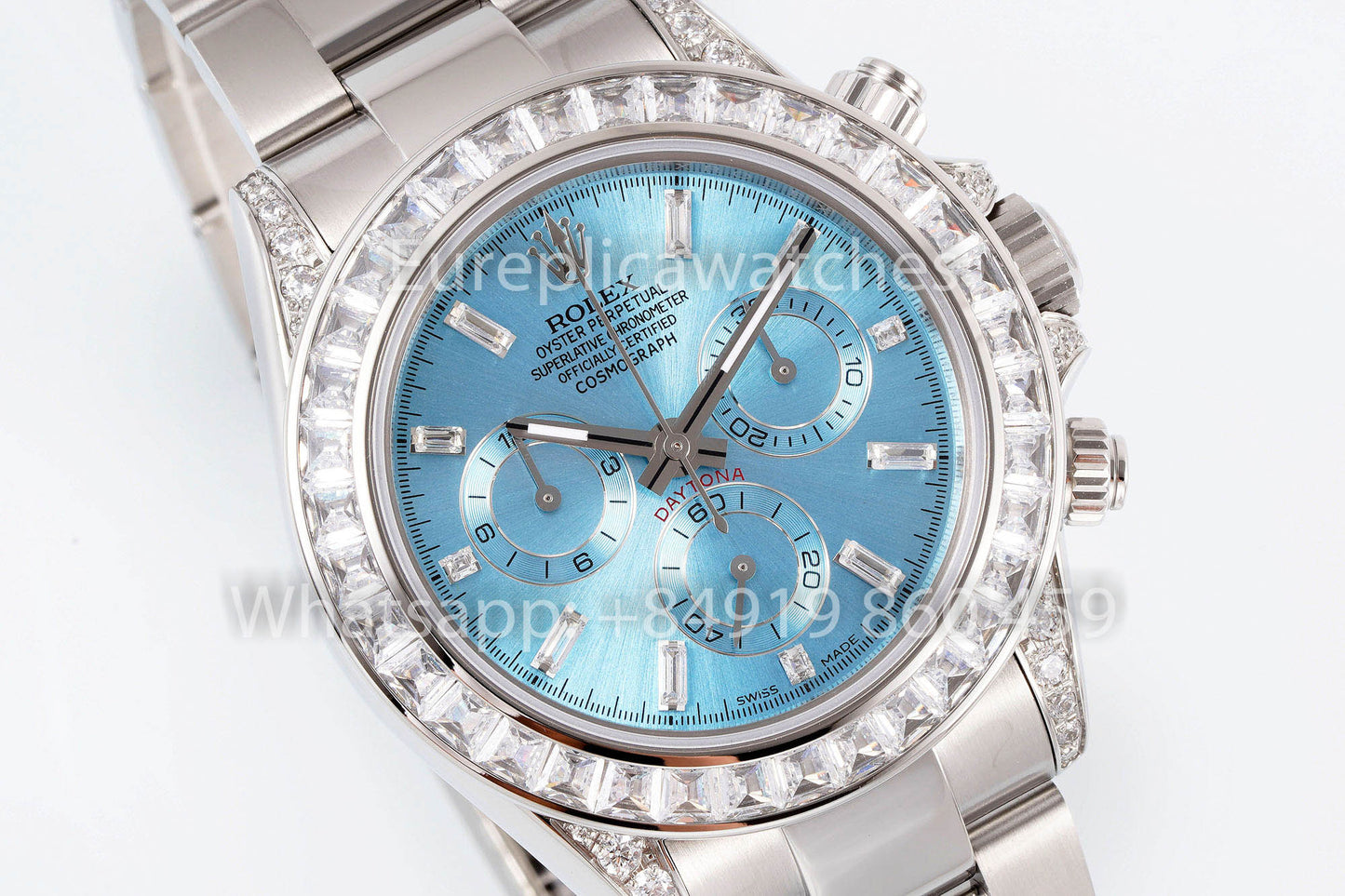 Rolex Daytona Rainbow Ice Blue Dial 40mm 1:1 Best Clone EF Factory Rubber Strap SS