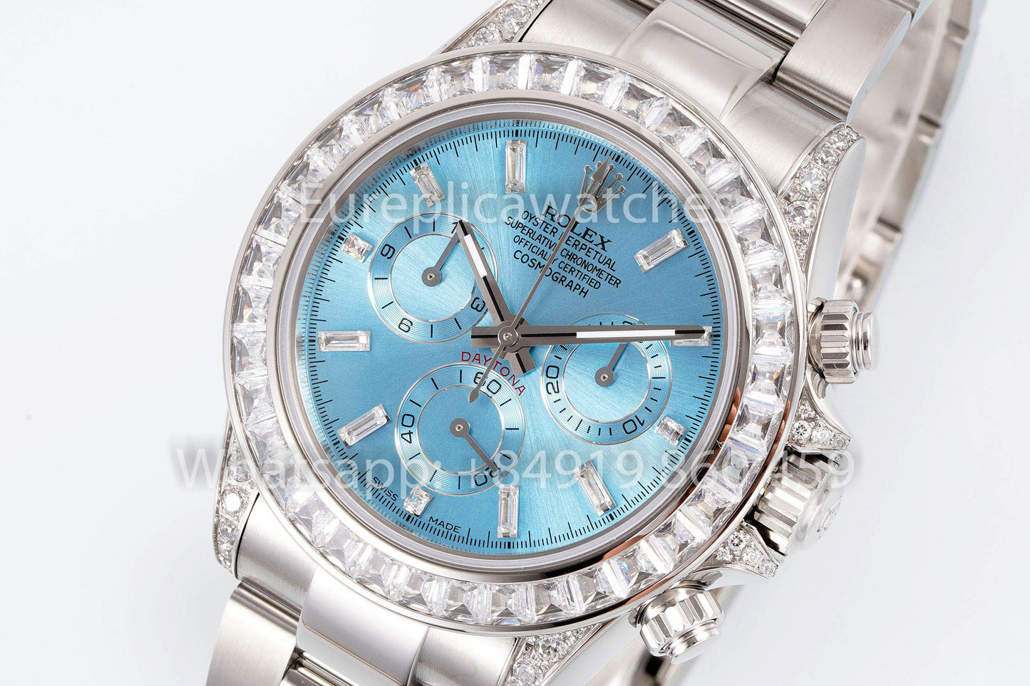 Rolex Daytona Rainbow Ice Blue Dial 40 mm 1:1 Mejor clon EF Factory Correa de caucho SS