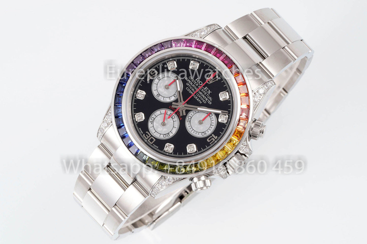 Rolex Daytona Rainbow Diamond Dial Esfera negra 40 mm 1:1 Mejor clon EF Factory SS