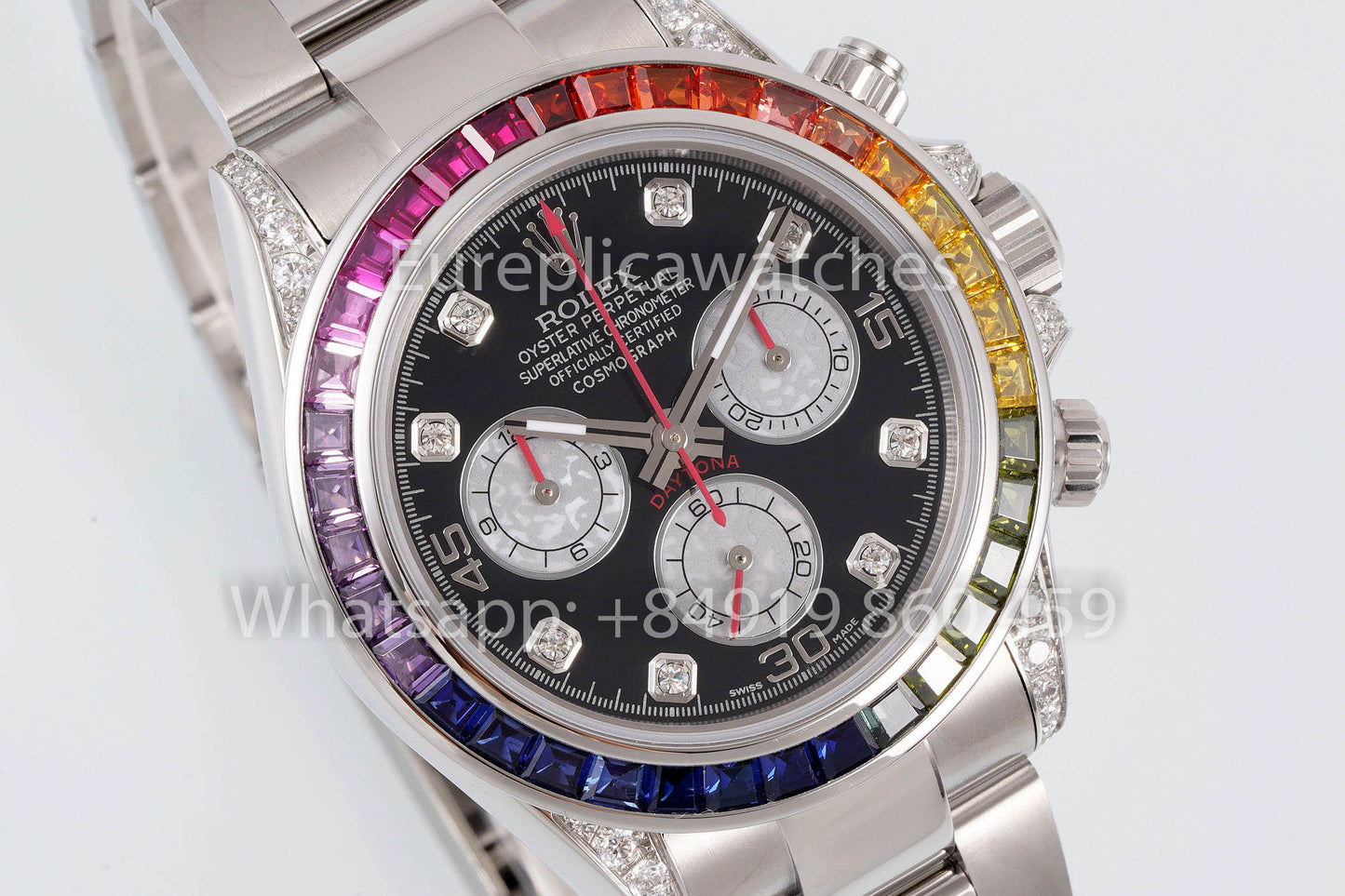 Rolex Daytona Rainbow Diamond Dial Esfera negra 40 mm 1:1 Mejor clon EF Factory SS