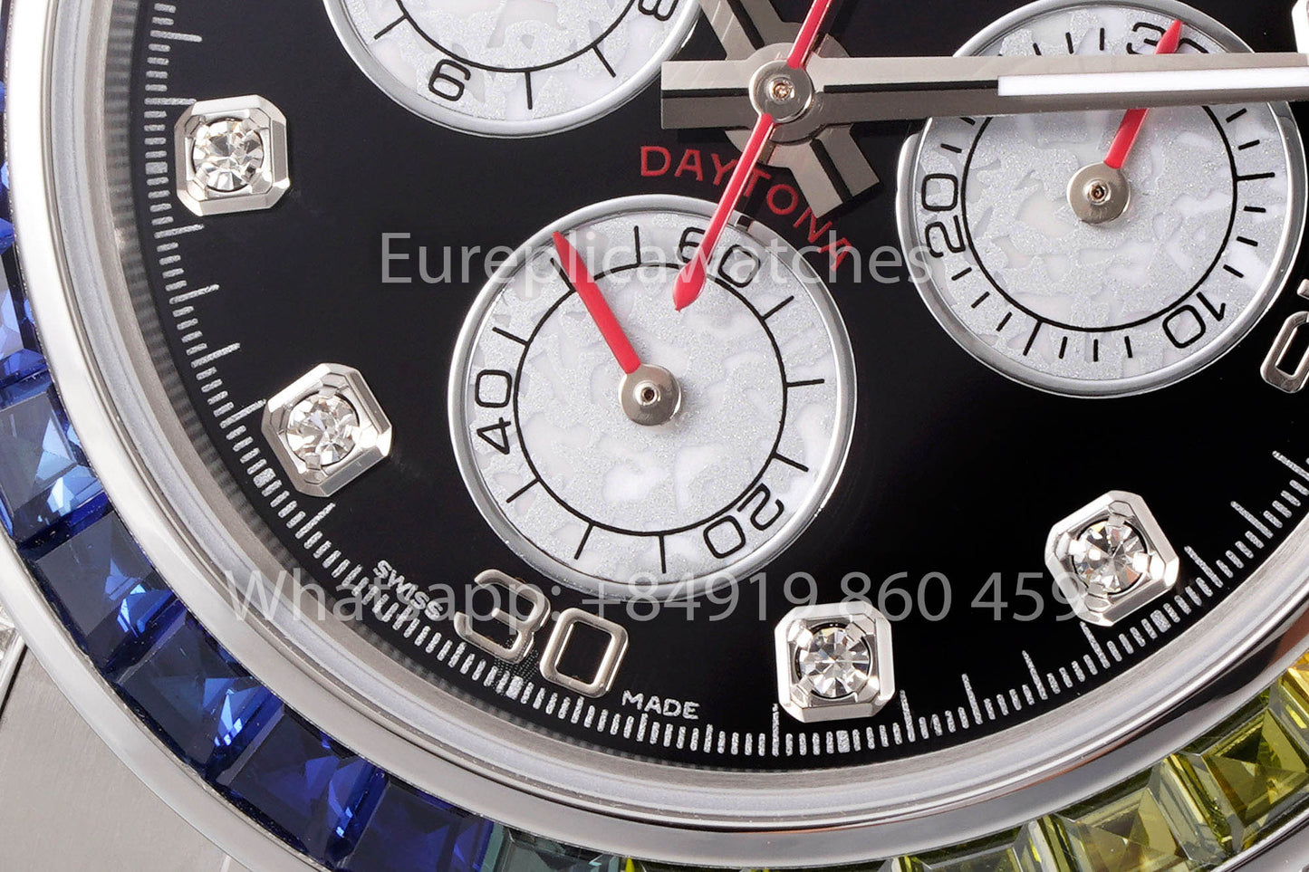 Rolex Daytona Rainbow Diamond Dial Esfera negra 40 mm 1:1 Mejor clon EF Factory SS