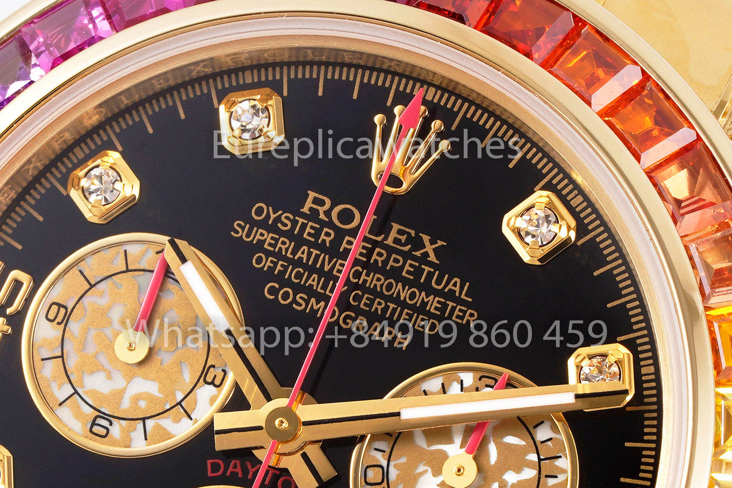 Rolex Daytona Rainbow Diamond Dial Yellow Gold 40mm 1:1 Best Clone EF Factory Yellow Dial SS