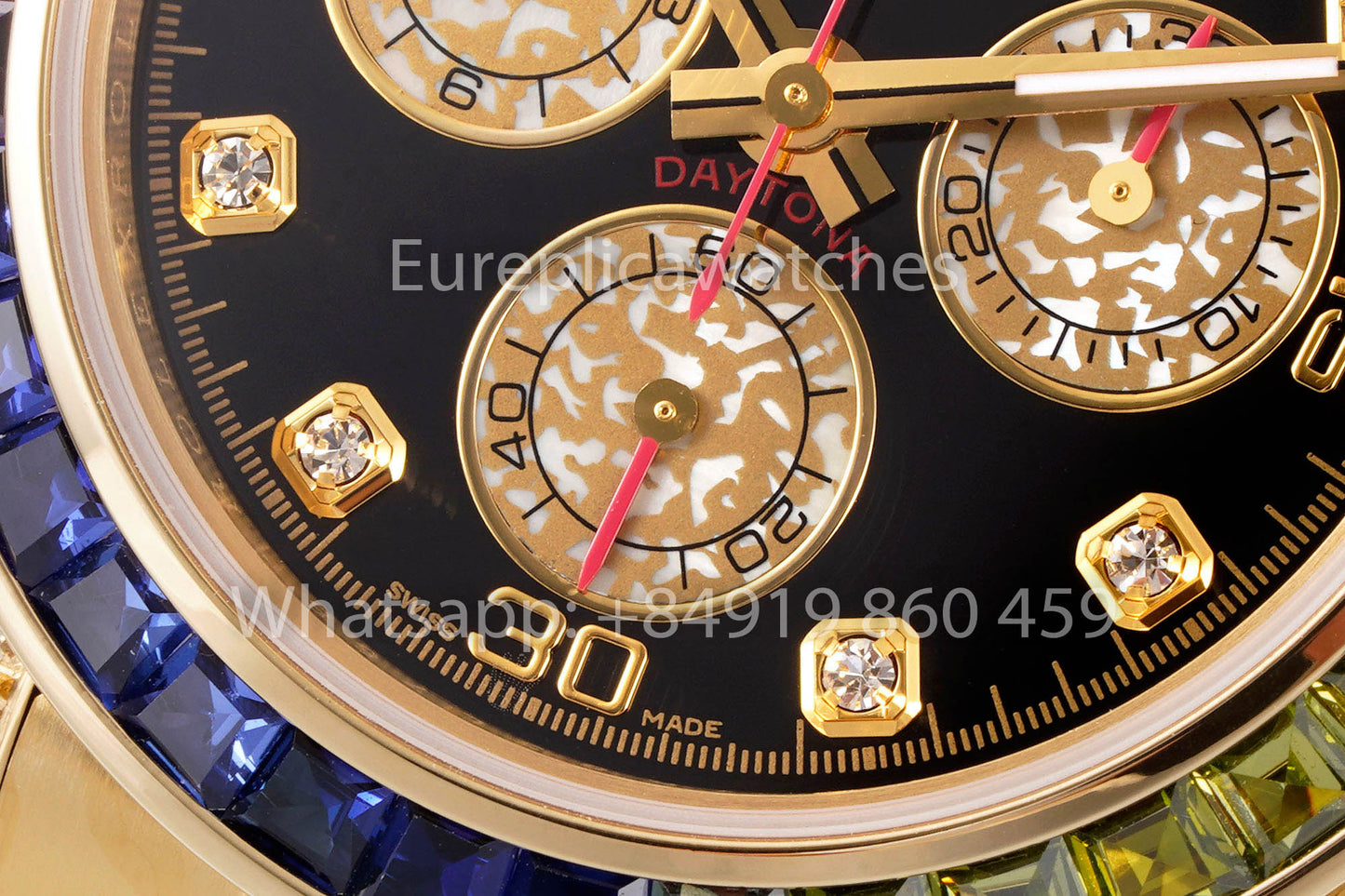 Rolex Daytona Rainbow Diamond Dial Yellow Gold 40mm 1:1 Best Clone EF Factory Yellow Dial SS