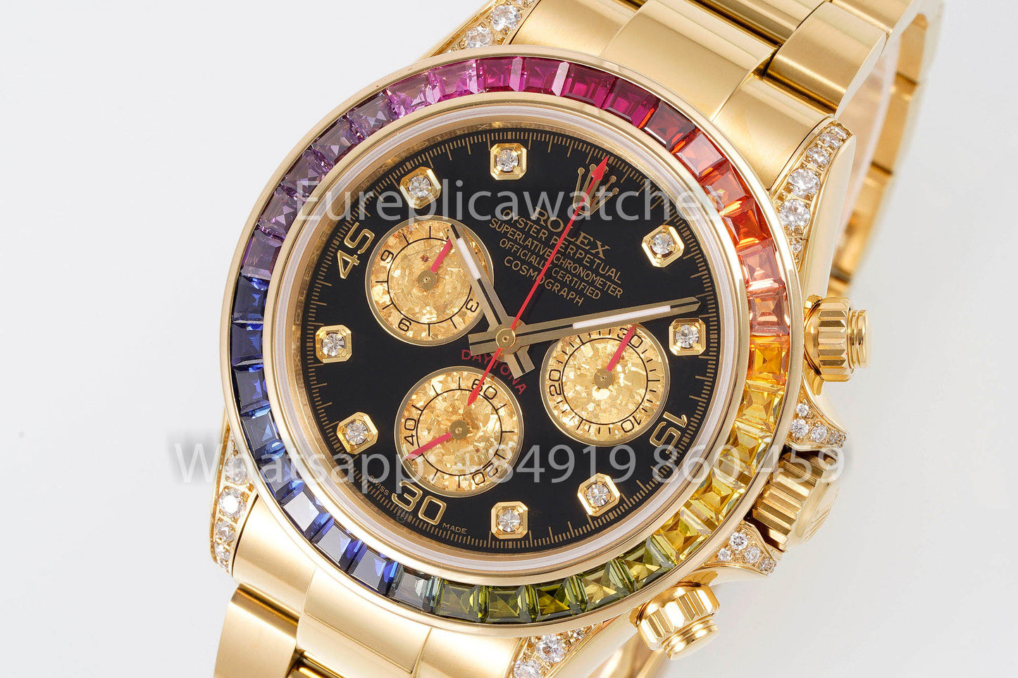 Rolex Daytona Rainbow Diamond Dial Yellow Gold 40mm 1:1 Best Clone  EF Factory SS