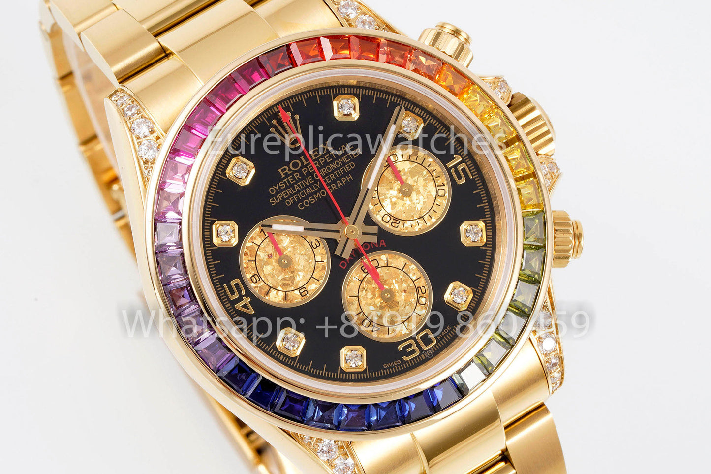 Rolex Daytona Rainbow Diamond Dial Yellow Gold 40mm 1:1 Best Clone  EF Factory SS