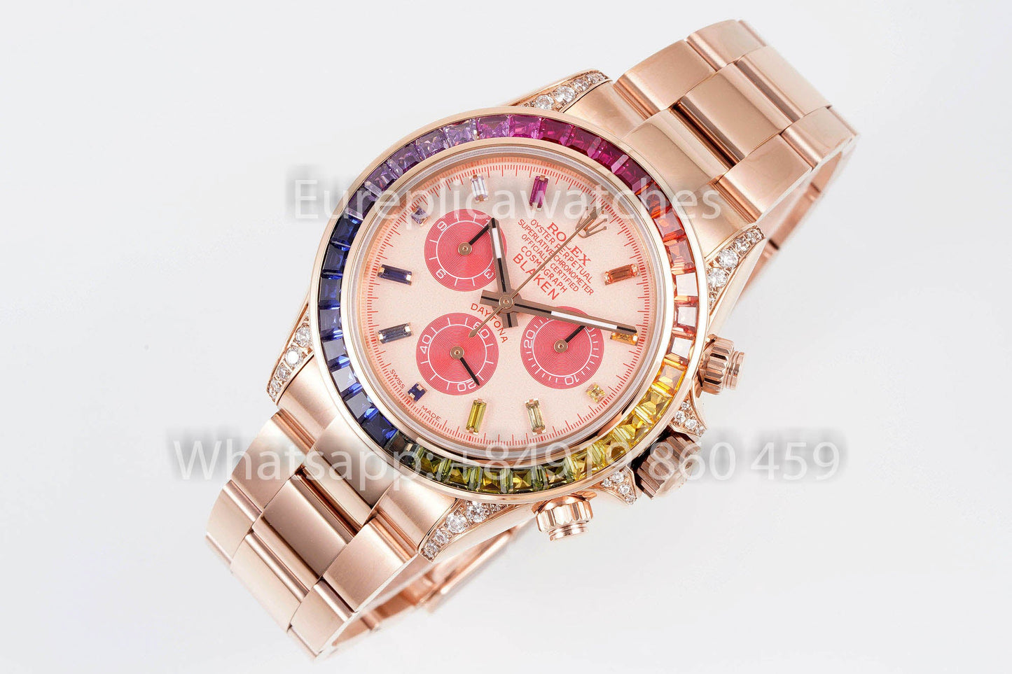 Rolex Daytona Rainbow Blacken Rosa Oro Rosa 40mm 1:1 Miglior Clone EF Factory SS