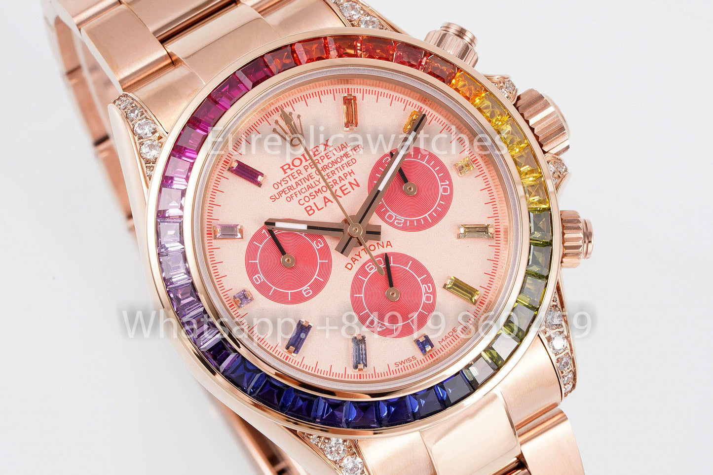 Rolex Daytona Rainbow Blacken Rosa Oro Rosa 40mm 1:1 Miglior Clone EF Factory SS