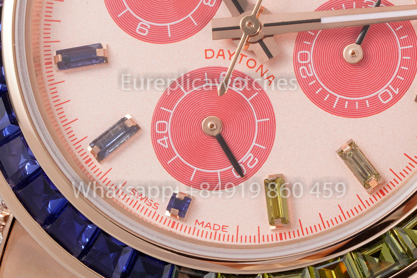 Rolex Daytona Rainbow Blacken Rosa Oro Rosa 40mm 1:1 Miglior Clone EF Factory SS