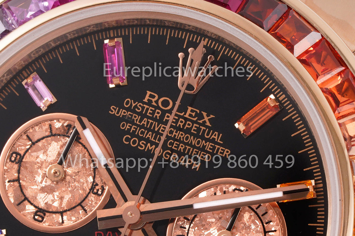 Rolex Daytona Rainbow Baguettes Rose Gold Black Dial 40mm 116595RBOW  1:1 Best Clone SSEF Factory (Copy)