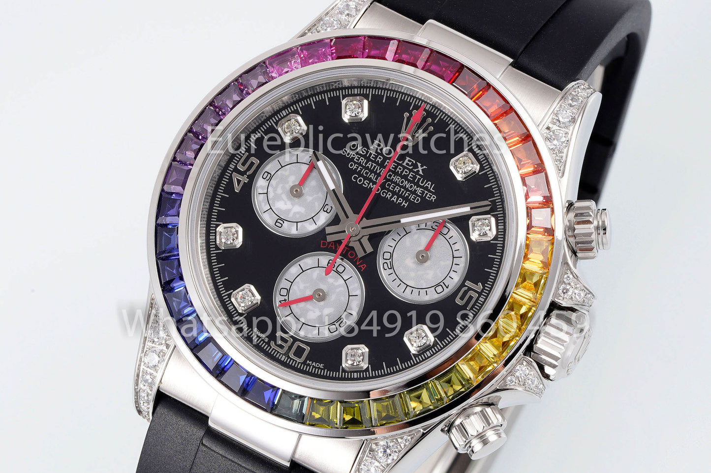 Rolex Daytona Rainbow Black Dial 40mm 1:1 Best Clone EF Factory Silver Stainless Steel