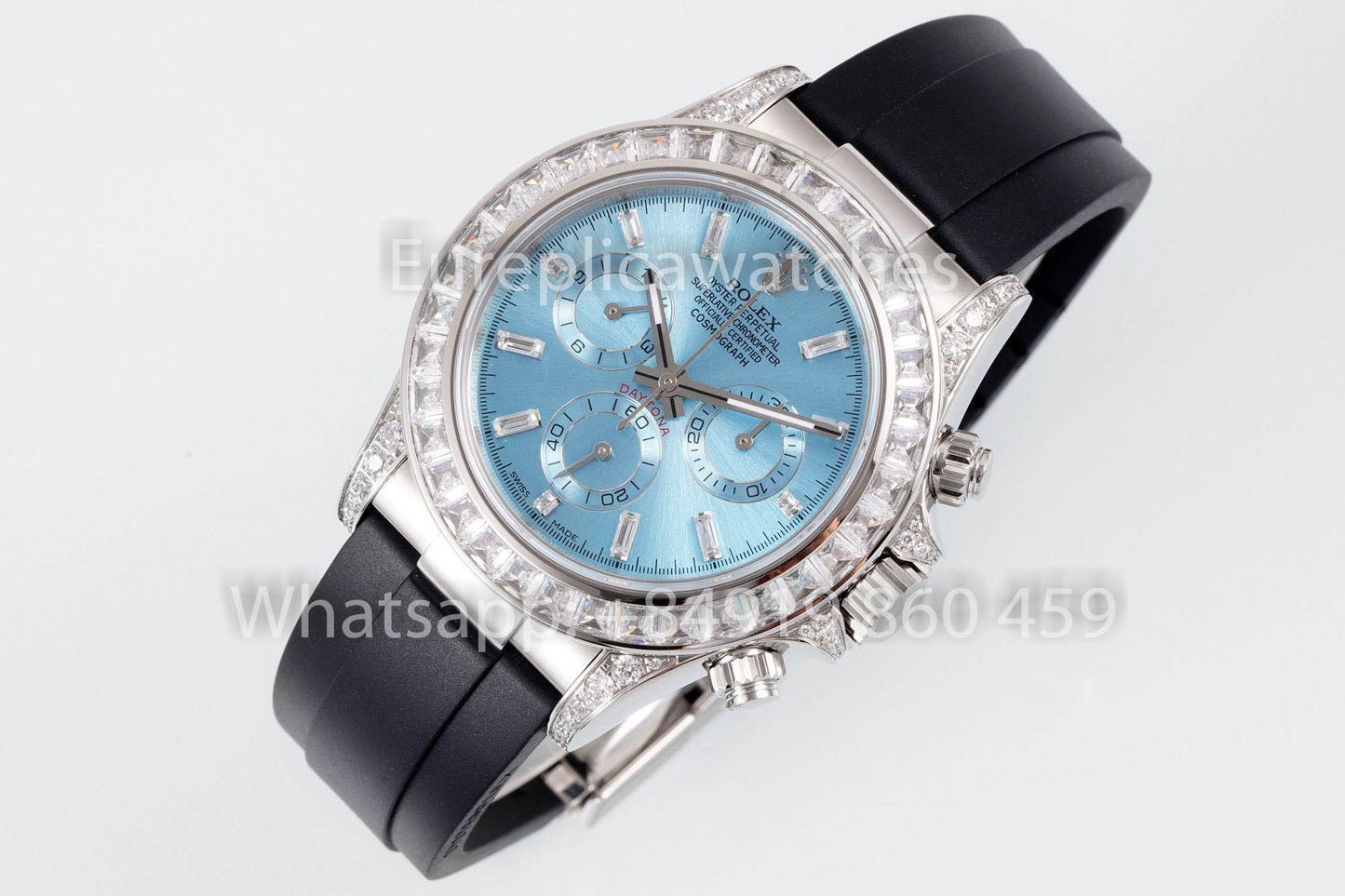 Rolex Daytona Rainbow Ice Blue Dial 40 mm 1:1 Mejor clon EF Factory Correa de caucho