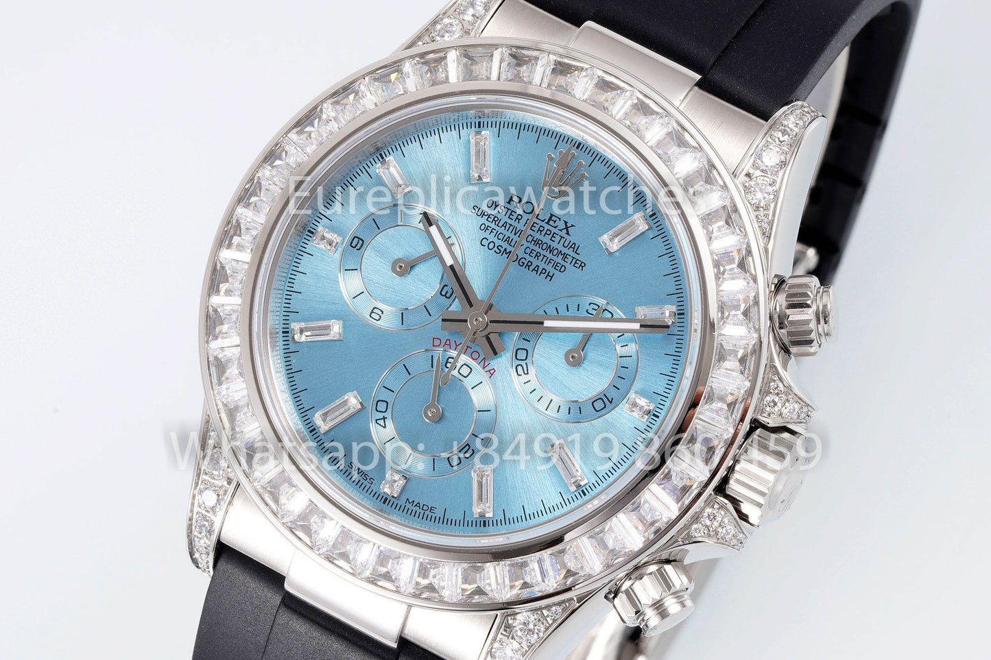 Rolex Daytona Rainbow Ice Blue Dial 40 mm 1:1 Mejor clon EF Factory Correa de caucho