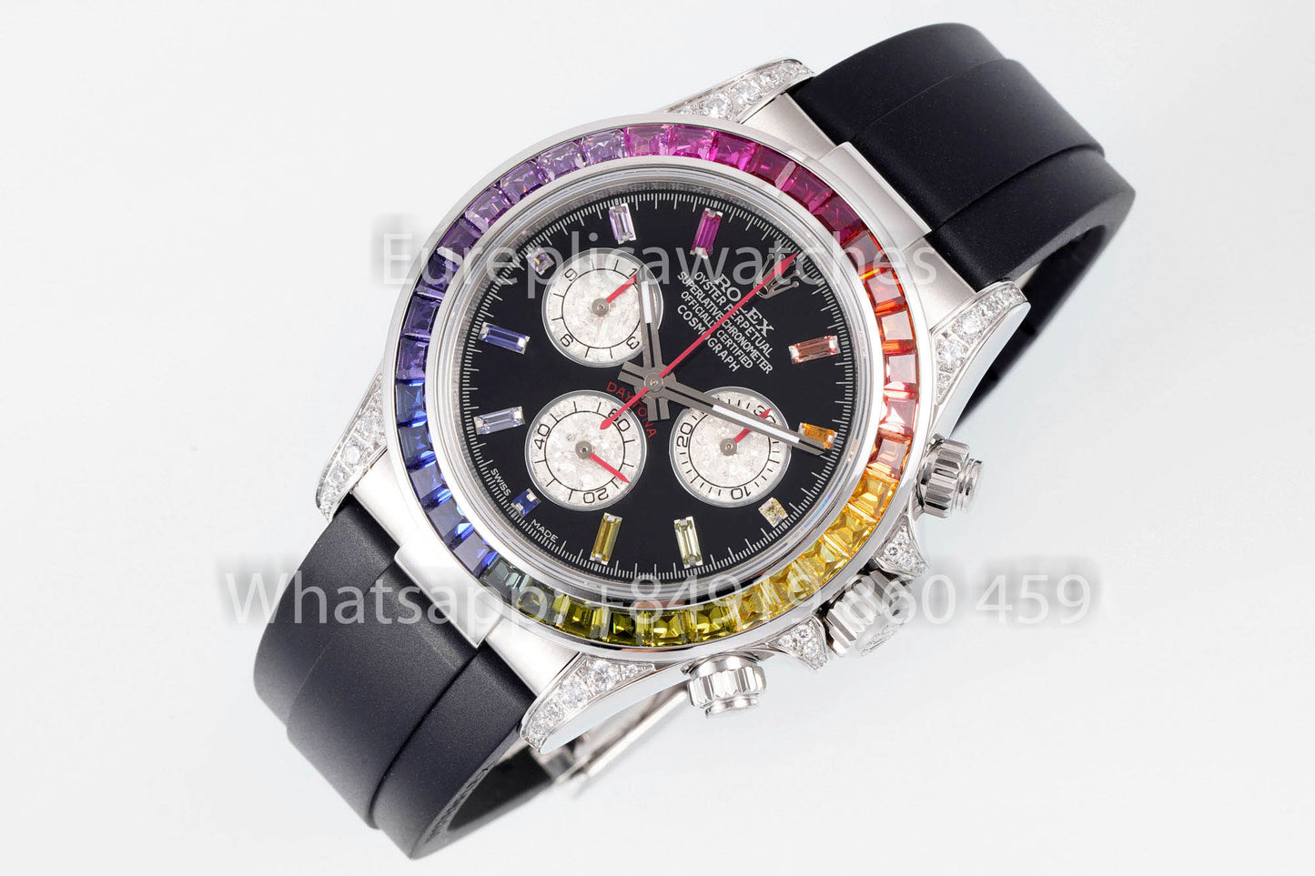 Rolex Daytona Rainbow Diamond Dial Quadrante Nero 40mm 1:1 Miglior Clone EF Factory