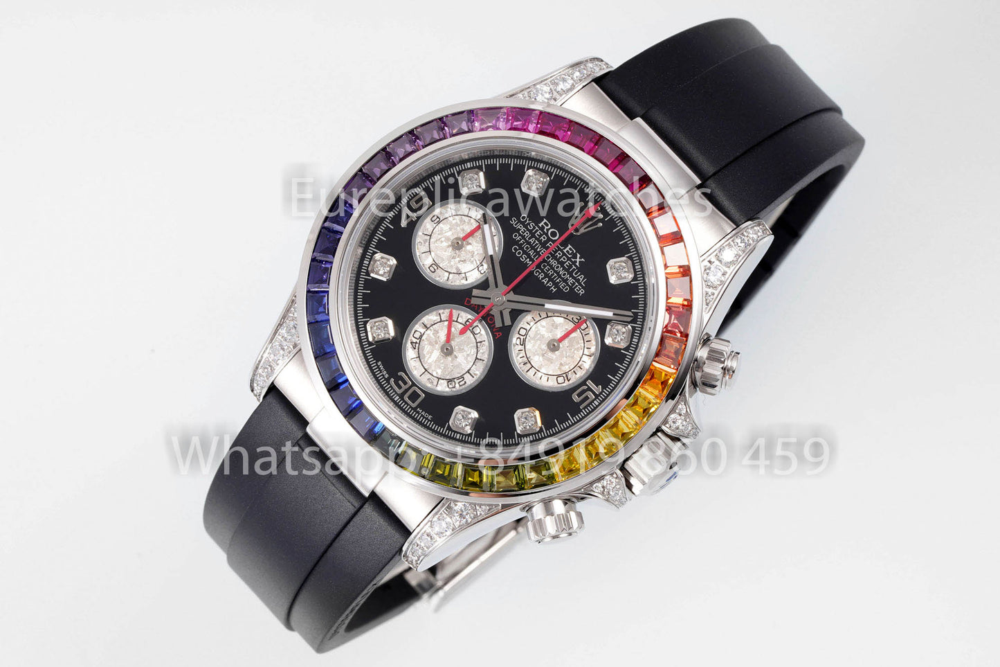 Rolex Daytona Rainbow Diamond Dial Black Dial 40mm 1:1 Best Clone EF Factory Stainless Steel