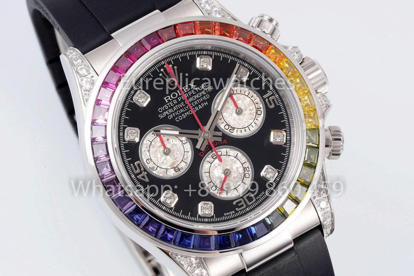 Rolex Daytona Rainbow Diamond Dial Esfera negra 40 mm 1:1 Mejor clon EF Factory Acero inoxidable