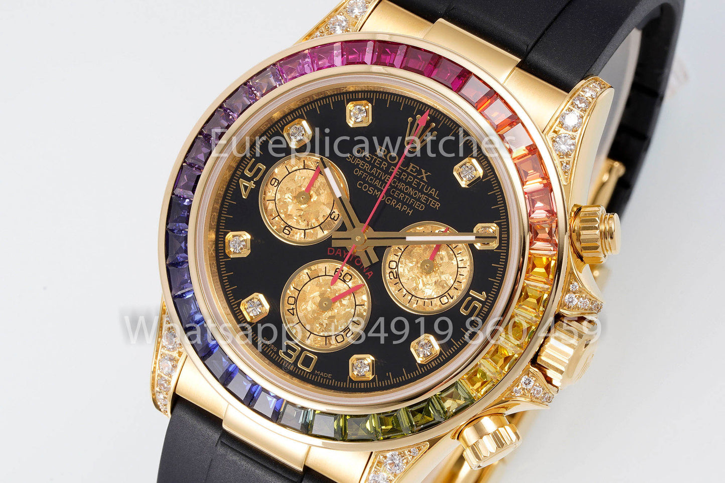 Rolex Daytona Rainbow Diamond Dial Oro giallo 40mm 1:1 Miglior clone EF Factory Quadrante giallo