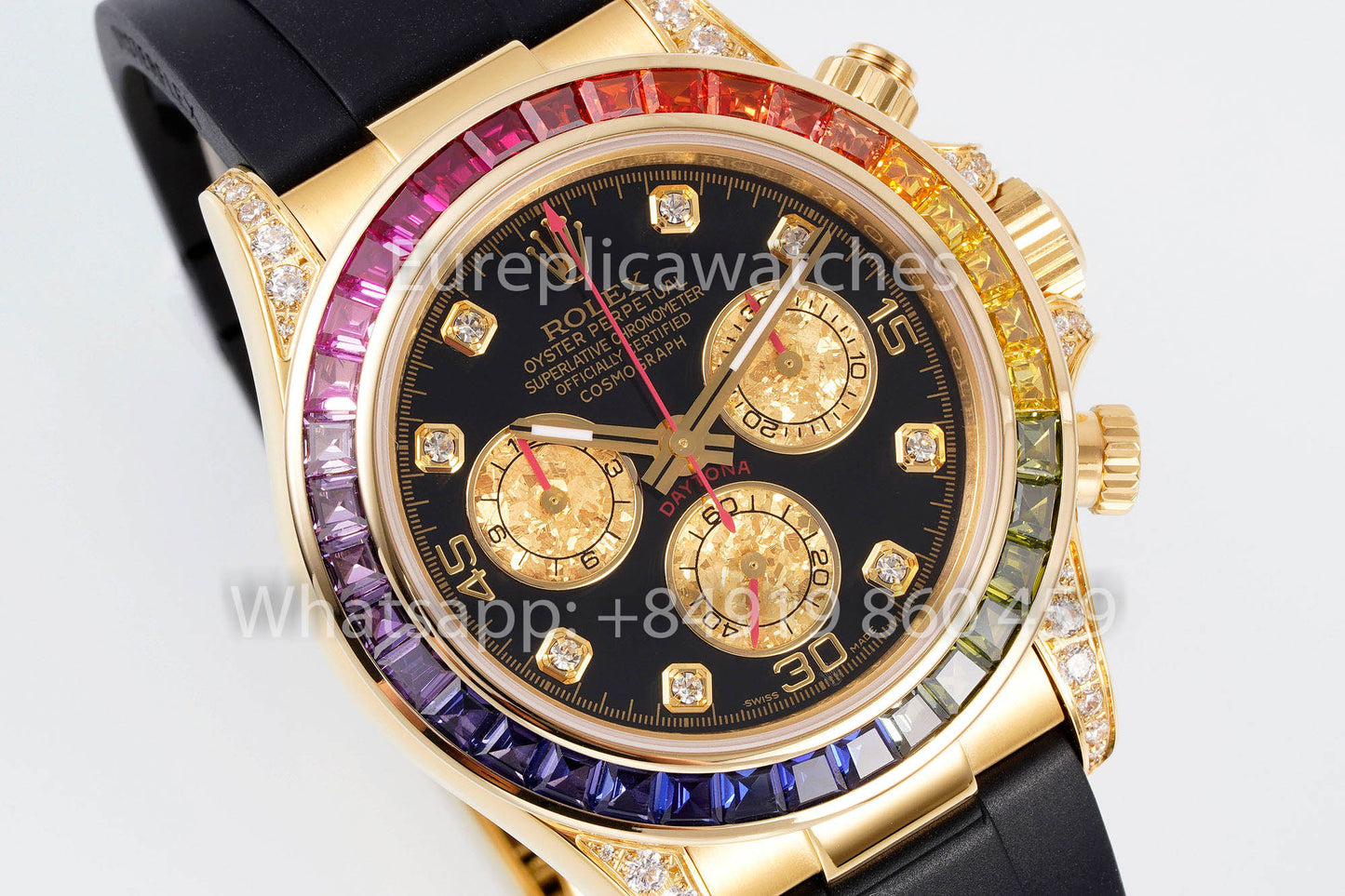 Rolex Daytona Rainbow Diamond Dial Oro giallo 40mm 1:1 Miglior clone EF Factory Quadrante giallo