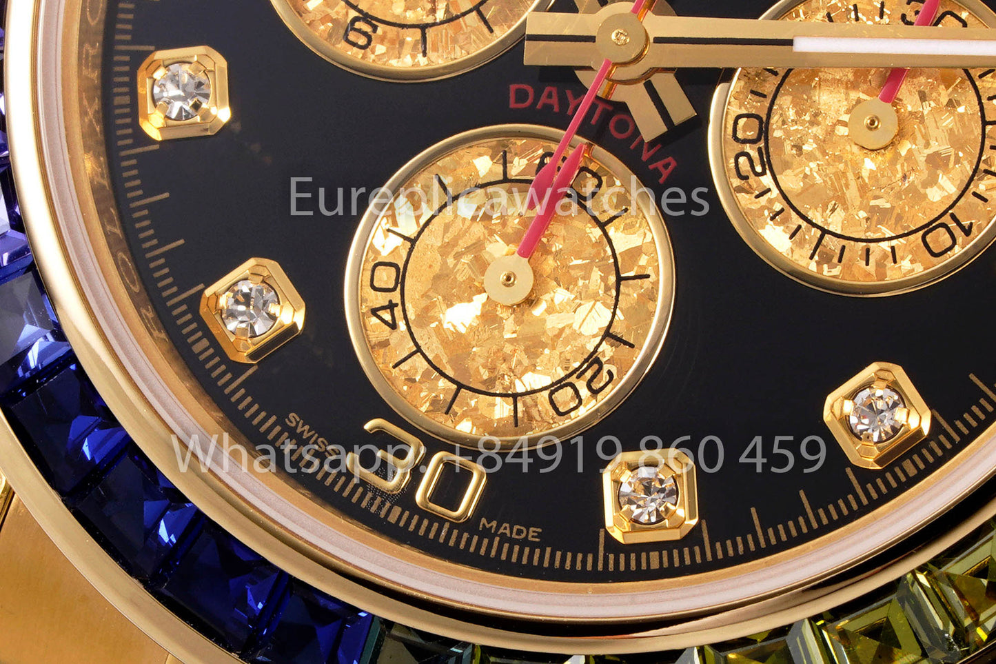 Rolex Daytona Rainbow Diamond Dial Oro giallo 40mm 1:1 Miglior clone EF Factory Quadrante giallo