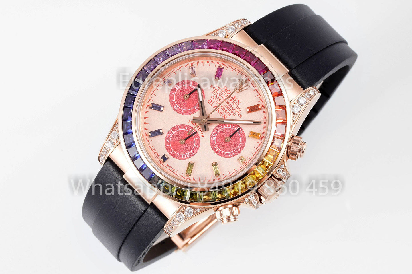 Rolex Daytona Rainbow Blacken Pink Rose Gold 40 mm 1:1 Mejor clon EF Factory