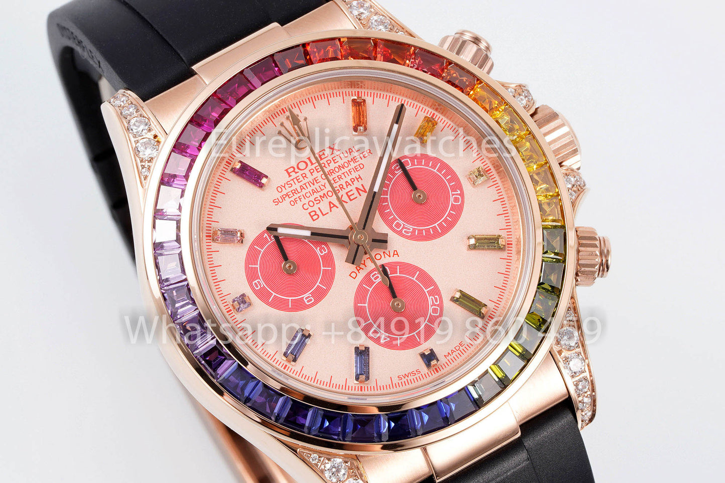 Rolex Daytona Rainbow Blacken Pink Rose Gold 40 mm 1:1 Mejor clon EF Factory