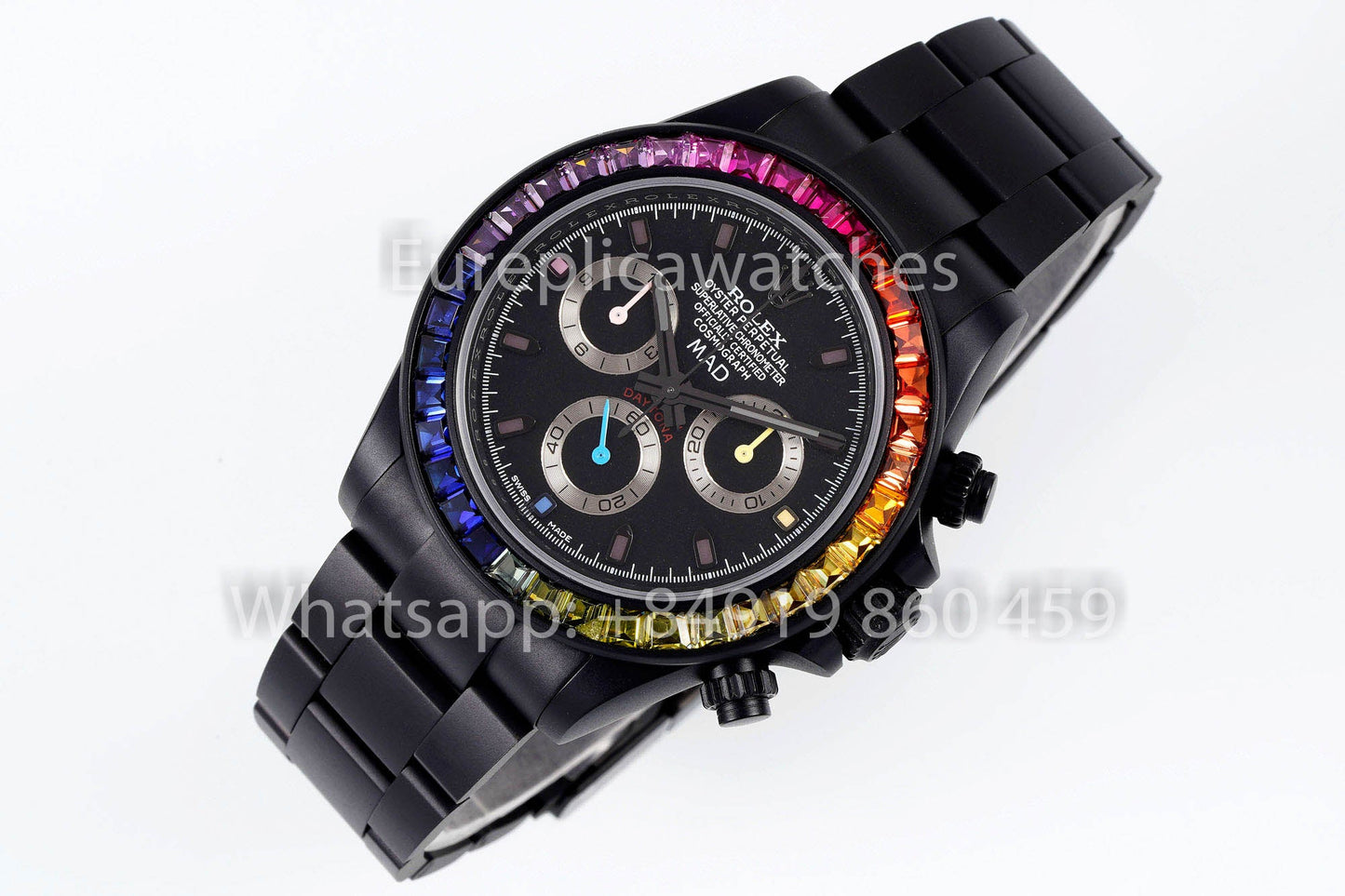 Rolex Daytona Blacken Raibow MAD 1:1 Best Clone Stainless Steel Strap