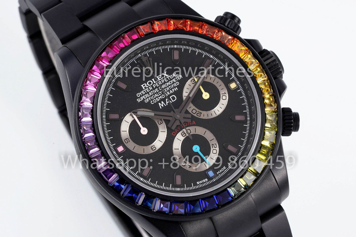 Rolex Daytona Blacken Raibow MAD 1:1 Best Clone Stainless Steel Strap