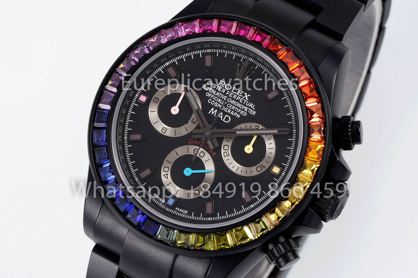 Rolex Daytona Blacken Raibow MAD 1:1 Best Clone Stainless Steel Strap