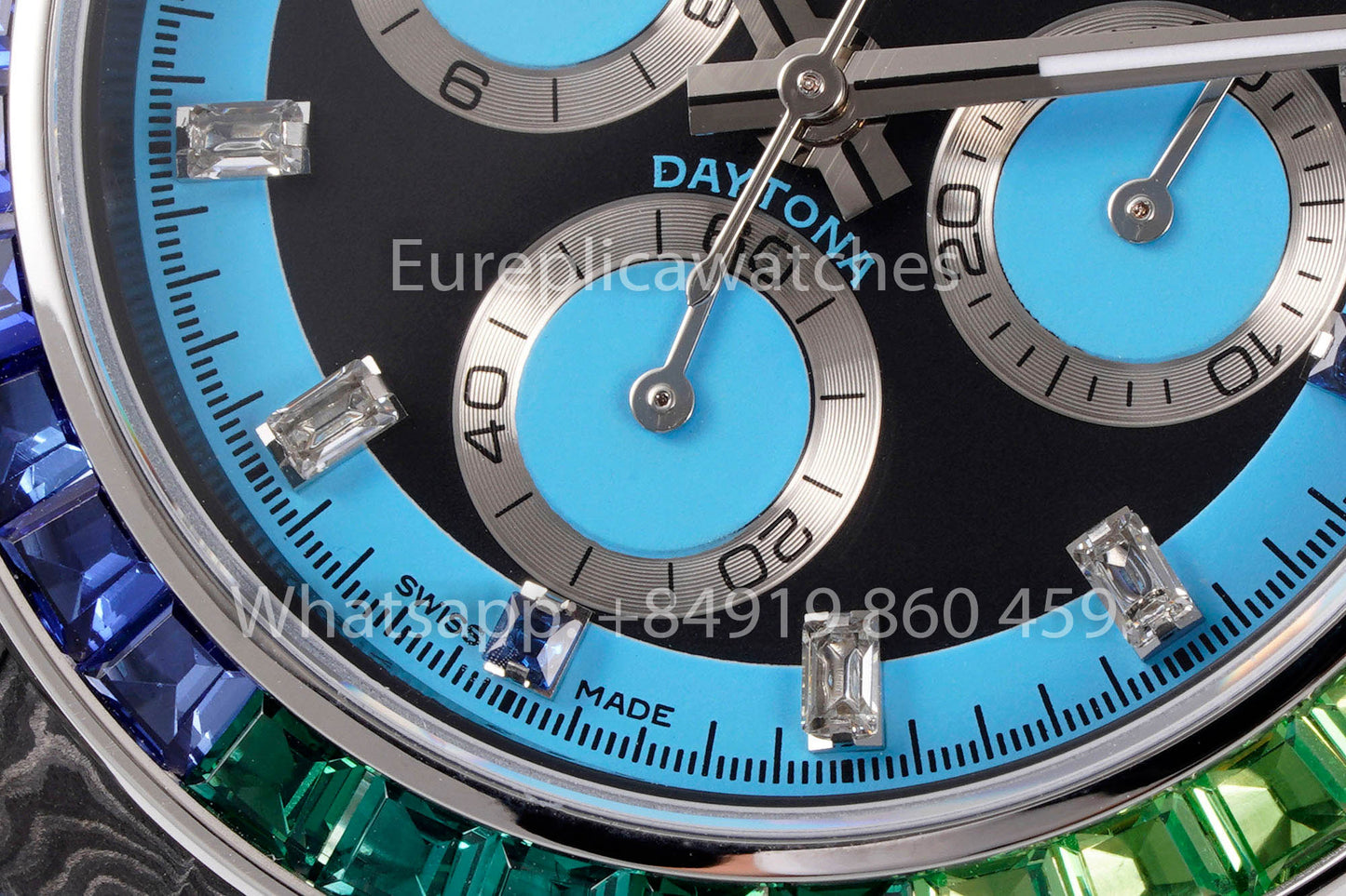 Rolex Daytona Carbon Case Rainbow Blue 1:1 Miglior Clone Diw Cinturino Velcro Personalizzato