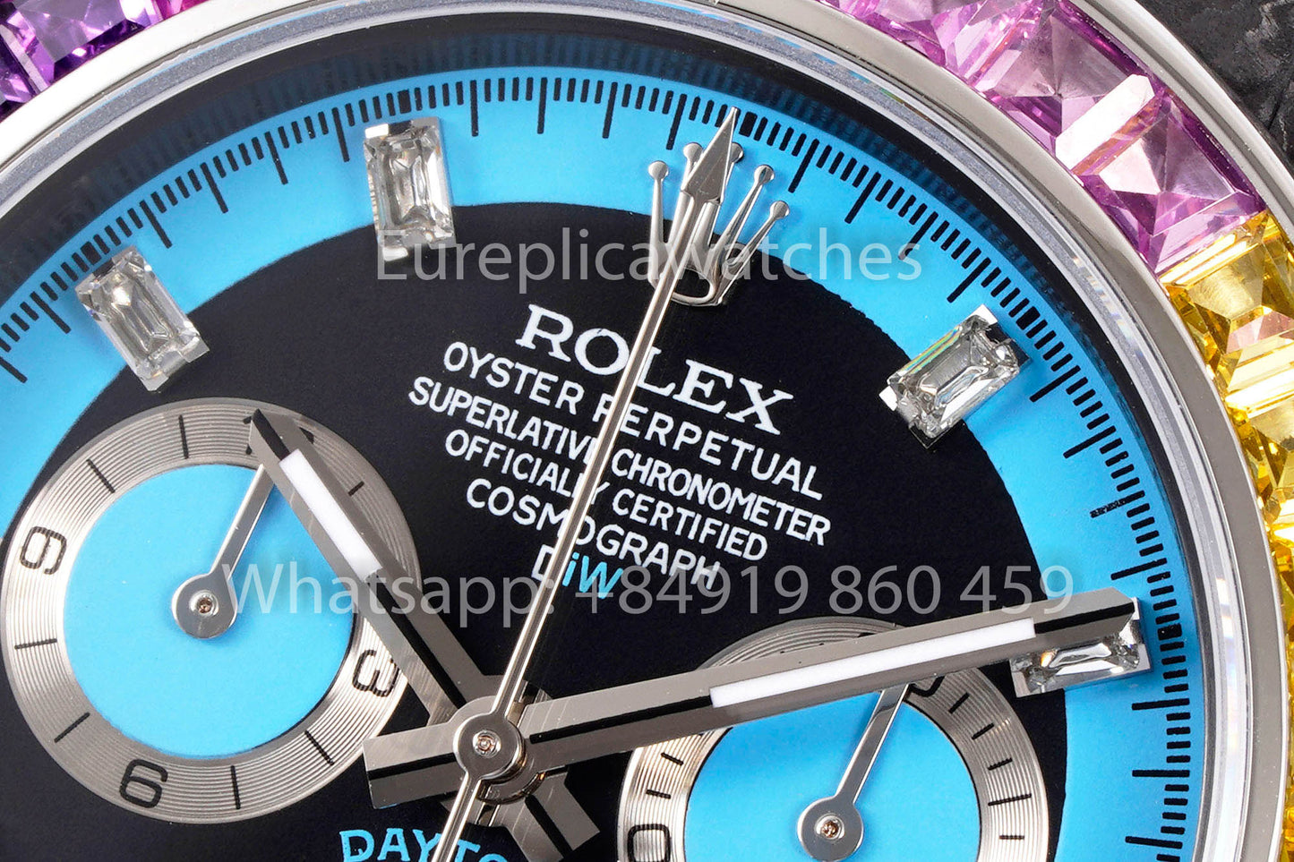 Rolex Daytona Carbon Case Rainbow Blue 1:1 Miglior Clone Diw Cinturino Velcro Personalizzato