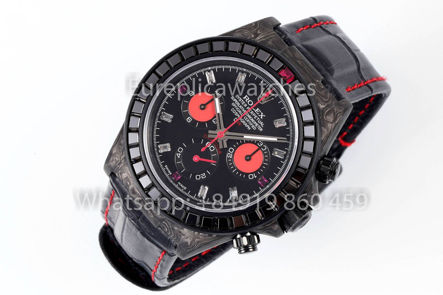 Rolex Daytona Carbon Case Rainbow Nero 1:1 Miglior Clone Diw Cinturino in Pelle Personalizzato