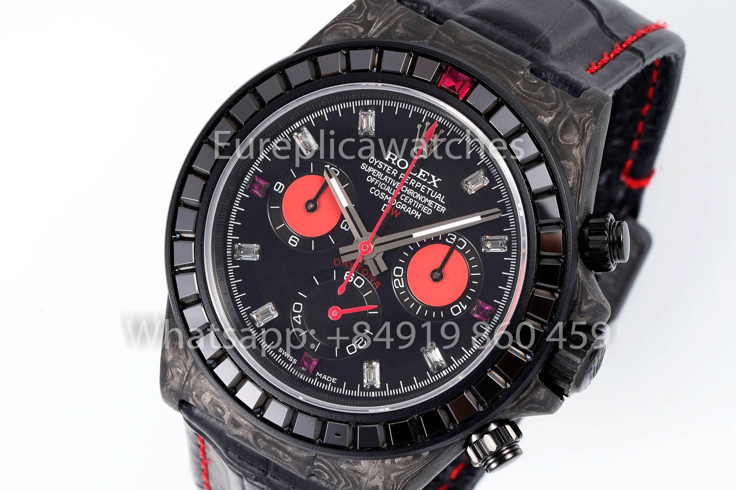 Rolex Daytona Carbon Case Rainbow Nero 1:1 Miglior Clone Diw Cinturino in Pelle Personalizzato