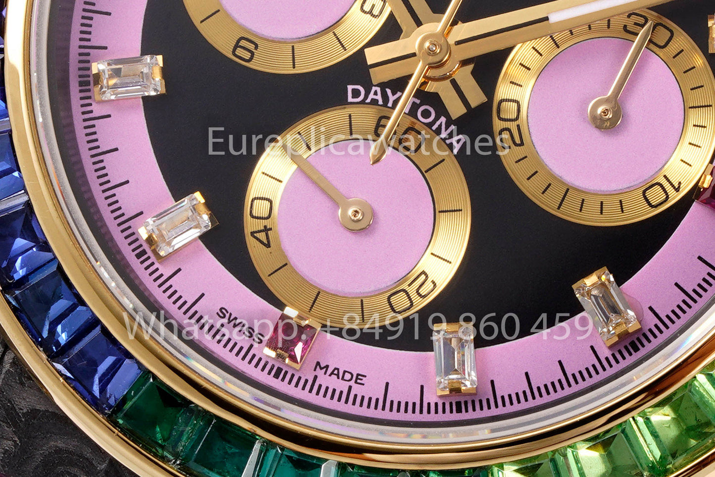 Rolex Daytona Carbon Case Pink Dial 1:1 Best Clone Diw Custom Velcro Strap