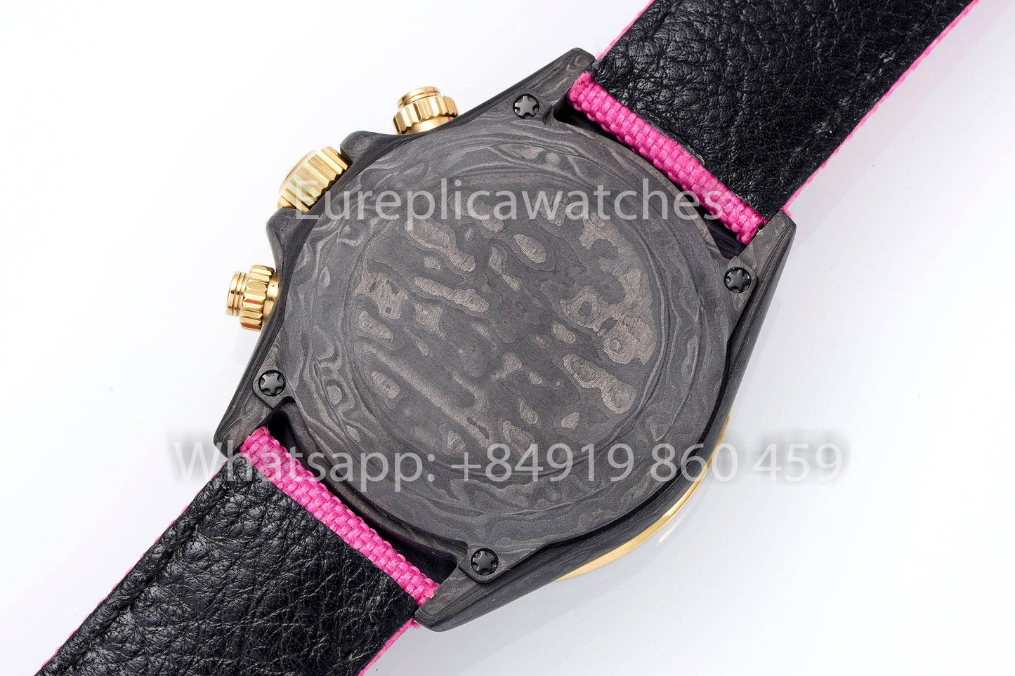 Rolex Daytona Carbon Case Pink Dial 1:1 Best Clone Diw Custom Velcro Strap