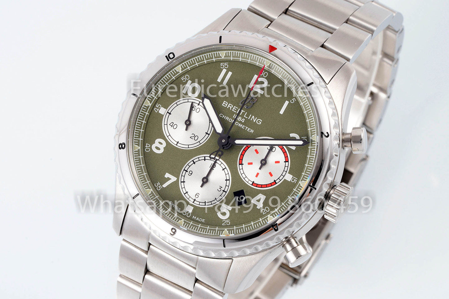 Breitling Aviator 8 Ab01192a1l1a1 Esfera verde 1:1 Mejor clon EF Factory Acero inoxidable