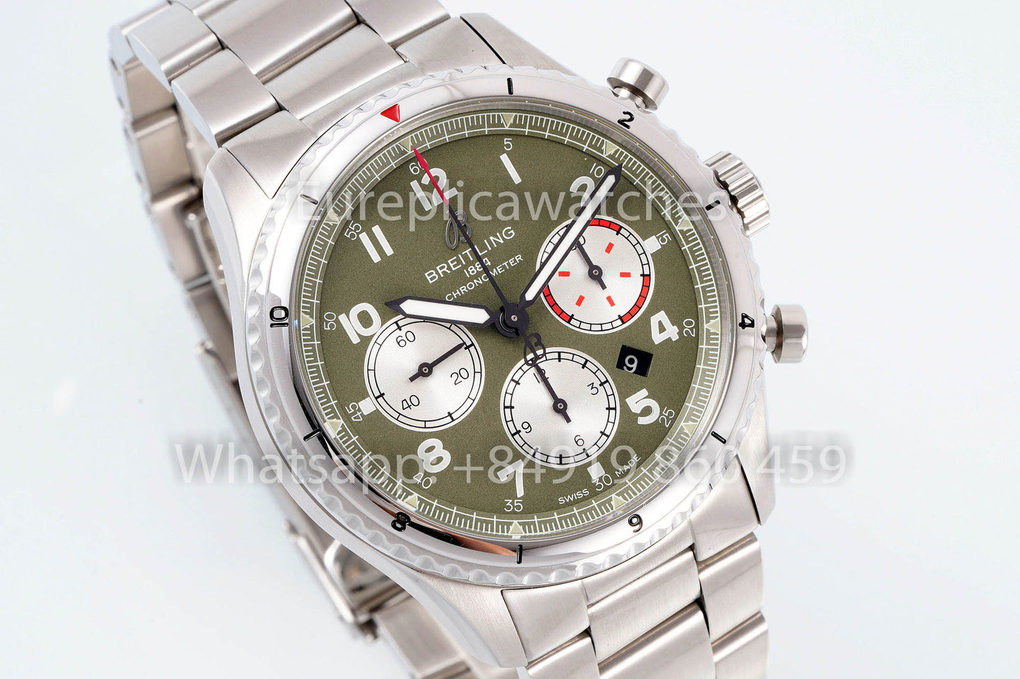 Breitling Aviator 8 Ab01192a1l1a1 Esfera verde 1:1 Mejor clon EF Factory Acero inoxidable