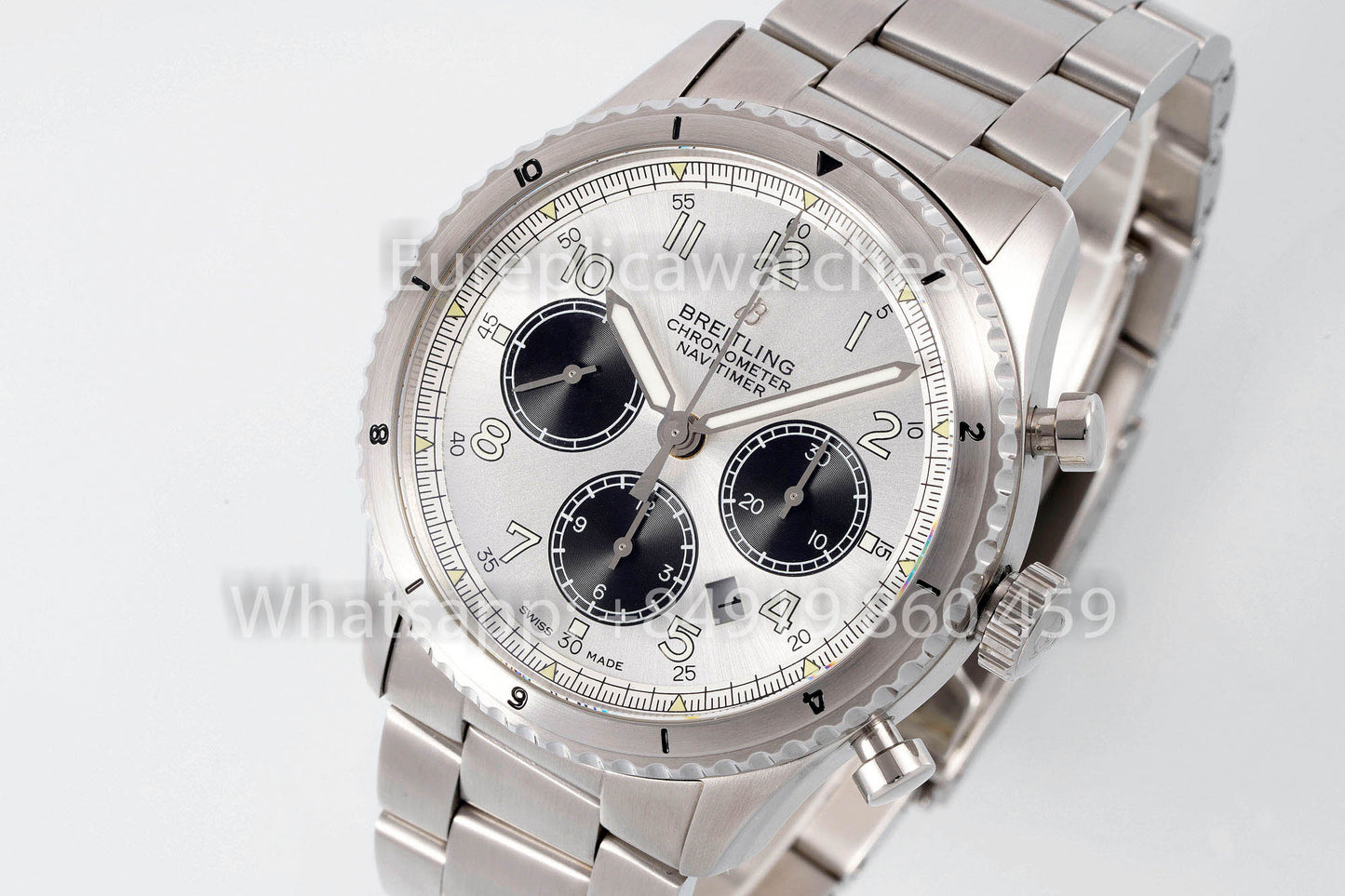 Breitling Aviator 8 AB01194A1B1X1 Quadrante bianco 1:1 Miglior clone EF Factory Acciaio inossidabile