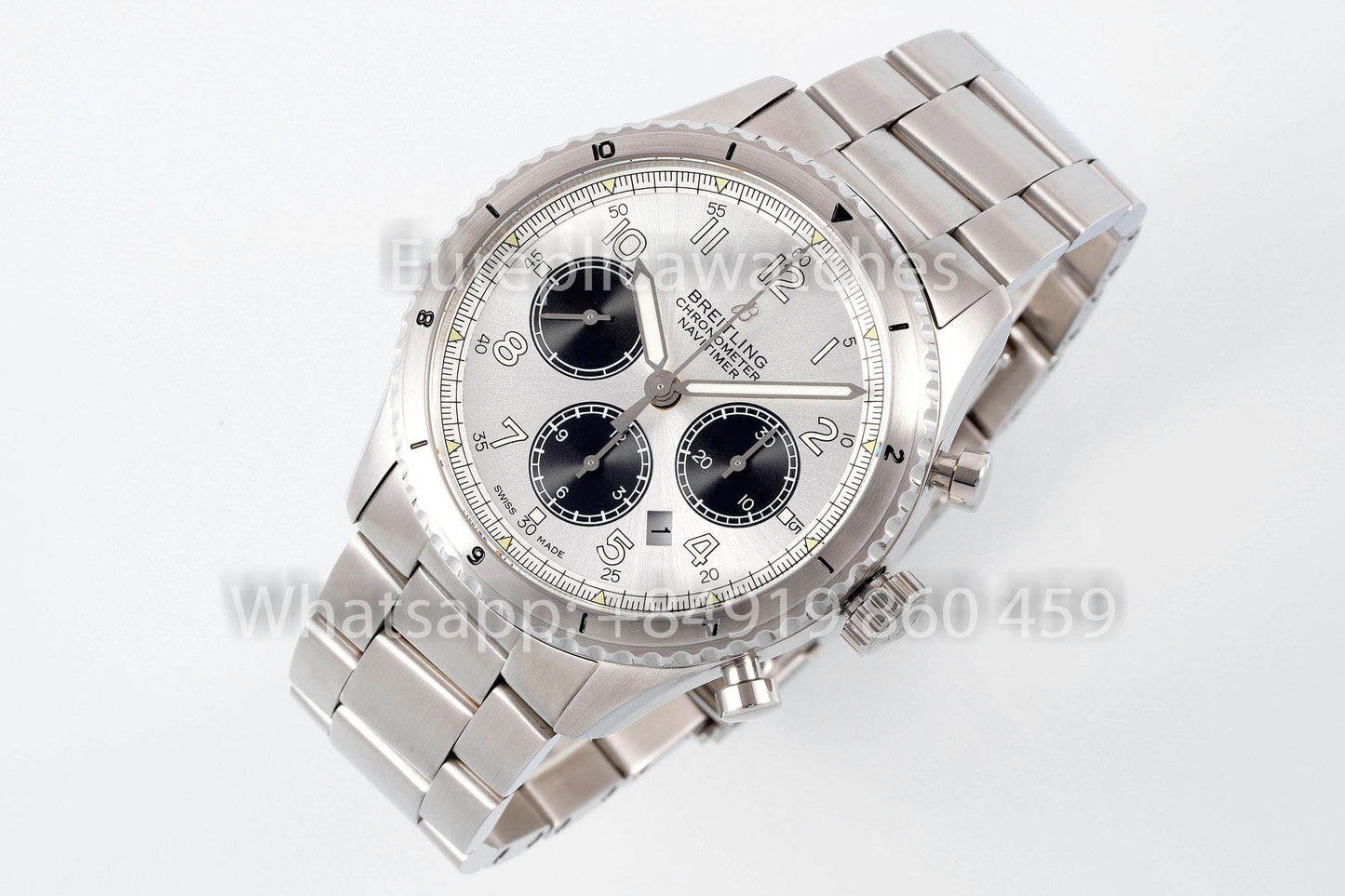 Breitling Aviator 8 AB01194A1B1X1 Quadrante bianco 1:1 Miglior clone EF Factory Acciaio inossidabile