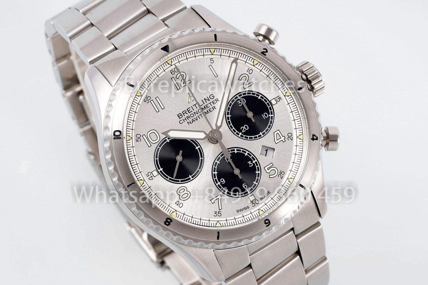 Breitling Aviator 8 AB01194A1B1X1 Quadrante bianco 1:1 Miglior clone EF Factory Acciaio inossidabile