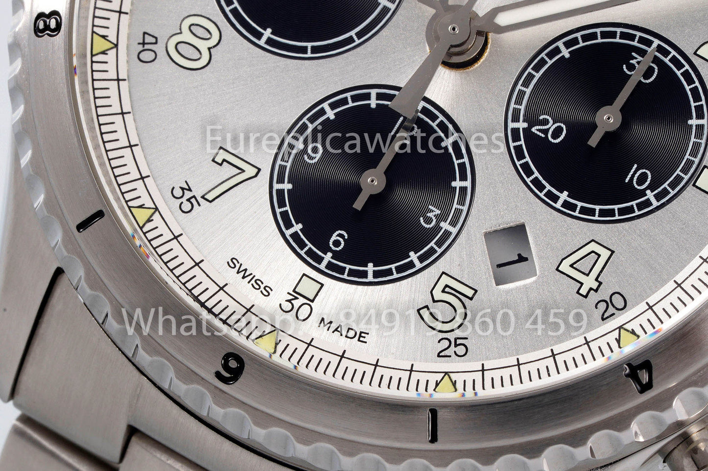 Breitling Aviator 8 AB01194A1B1X1 Quadrante bianco 1:1 Miglior clone EF Factory Acciaio inossidabile