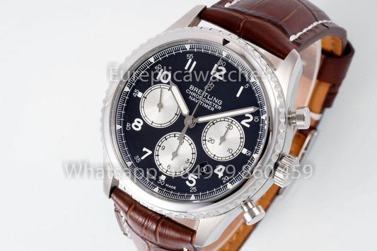 Breitling Aviator AB01194A1B1X1 Esfera negra Correa marrón 1:1 Mejor clon de fábrica EF