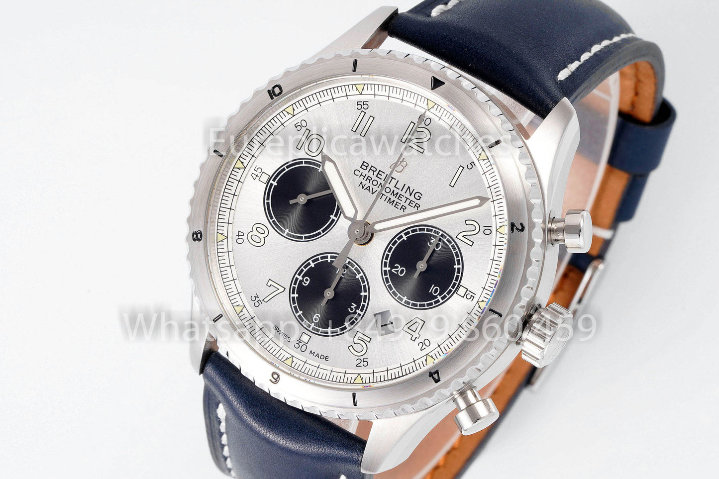 Breitling Aviator AB01194A1B1X1 Esfera blanca Correa azul 1:1 Mejor clon EF Factory