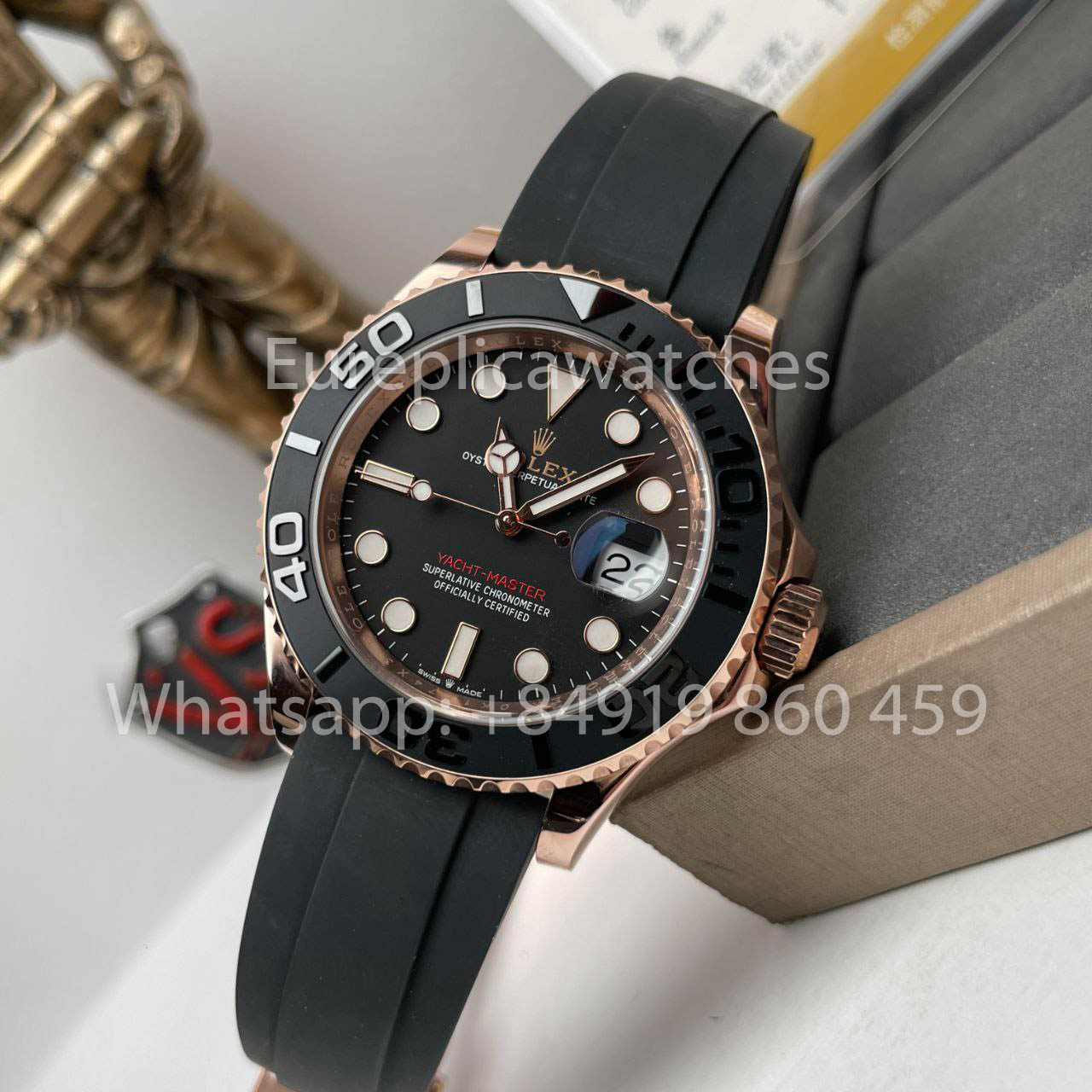 Orologio da uomo Rolex Yacht-Master 40 in oro rosa 126655-0002 rivestito in oro rosa 18k, pulito in fabbrica