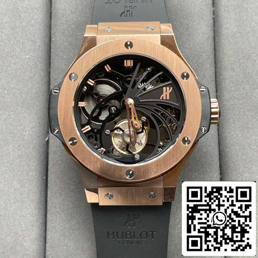 Hublot Big Bang tourbillon hueco 1:1 Mejor edición Movimiento tourbillon suizo Seagull de cuerda manual Oro rosa de 18 quilates