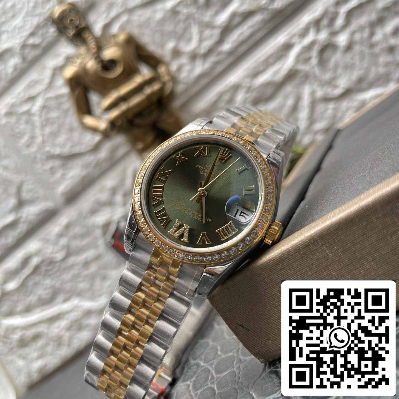 Rolex Datejust M126233-0025 1:1 Mejor edición EW Factory Esfera verde oliva con incrustaciones de diamantes