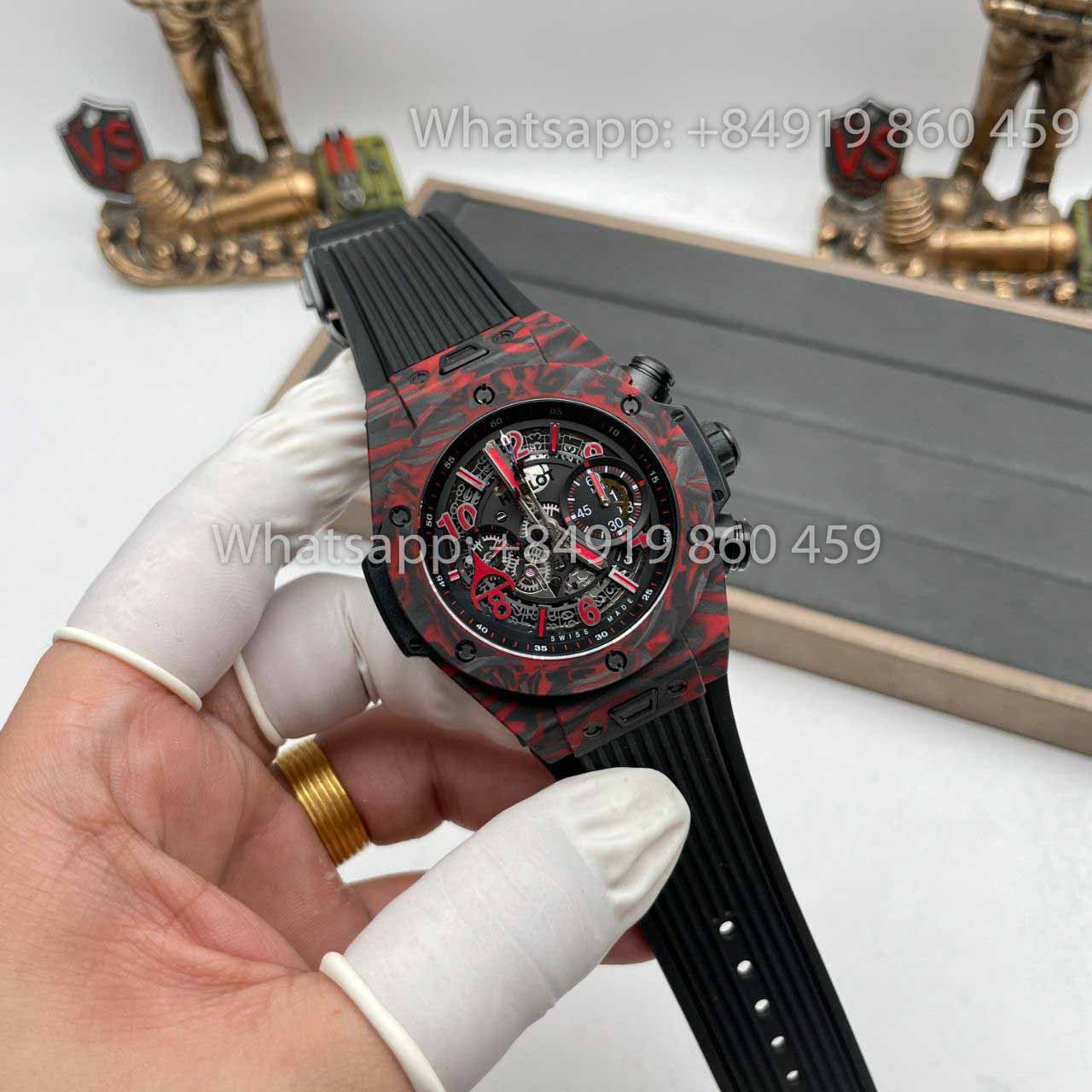 Hublot BIG BANG 411.QV.1123.NR.OVK21 1:1 Best Edition HB Factory Custodia rossa in fibra di carbonio