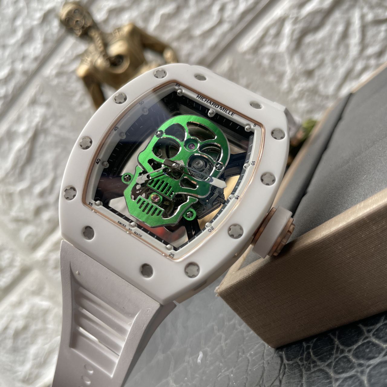 Richard Mille RM52-01 Quadrante tourbillon con teschio verde edizione 1: 1 della migliore edizione